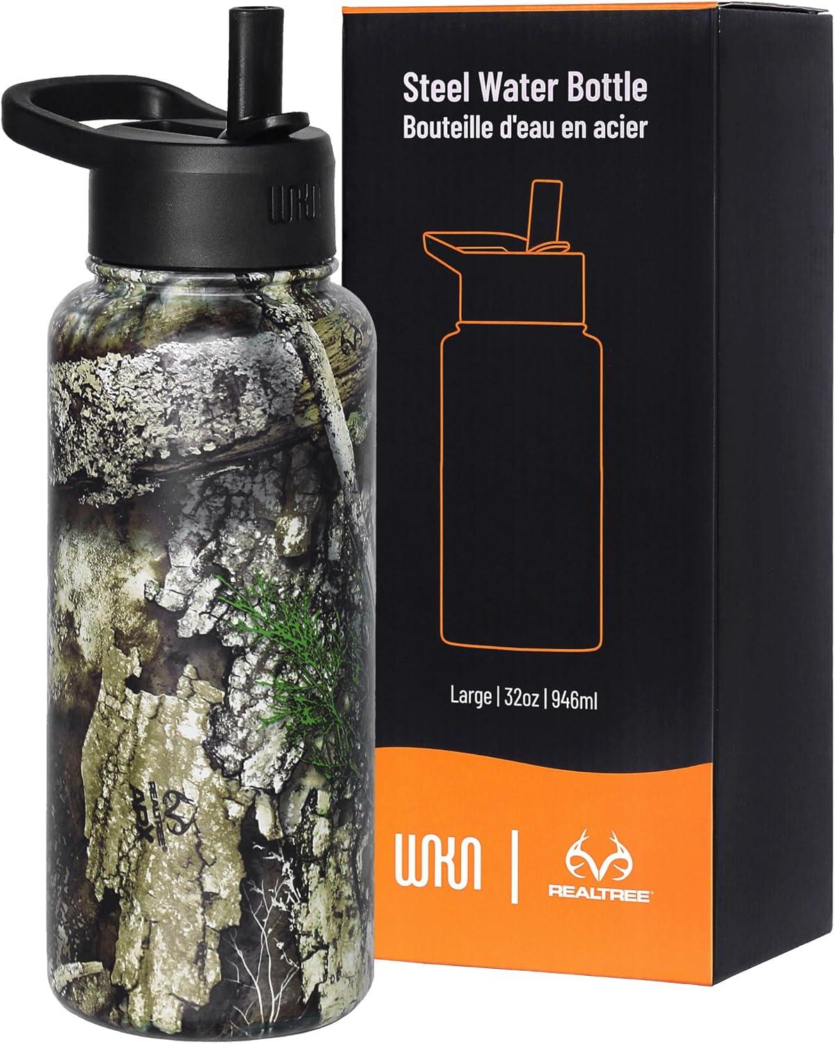 imageWildkin Mossy Oak 32oz Kids Water Bottle Leakproof VacuumInsulated Durable EasyClean Bottom LandRealtree APX
