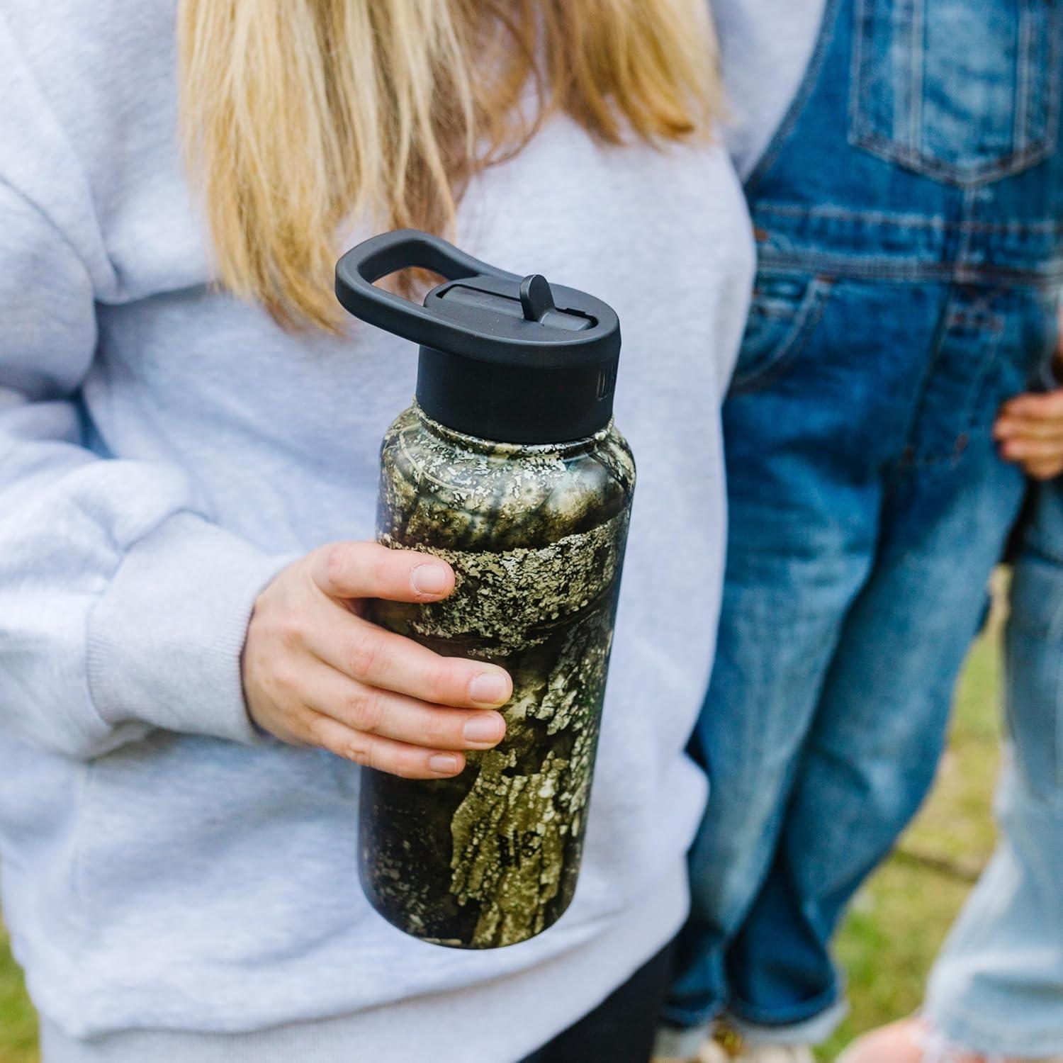 imageWildkin Mossy Oak 32oz Kids Water Bottle Leakproof VacuumInsulated Durable EasyClean Bottom LandRealtree APX