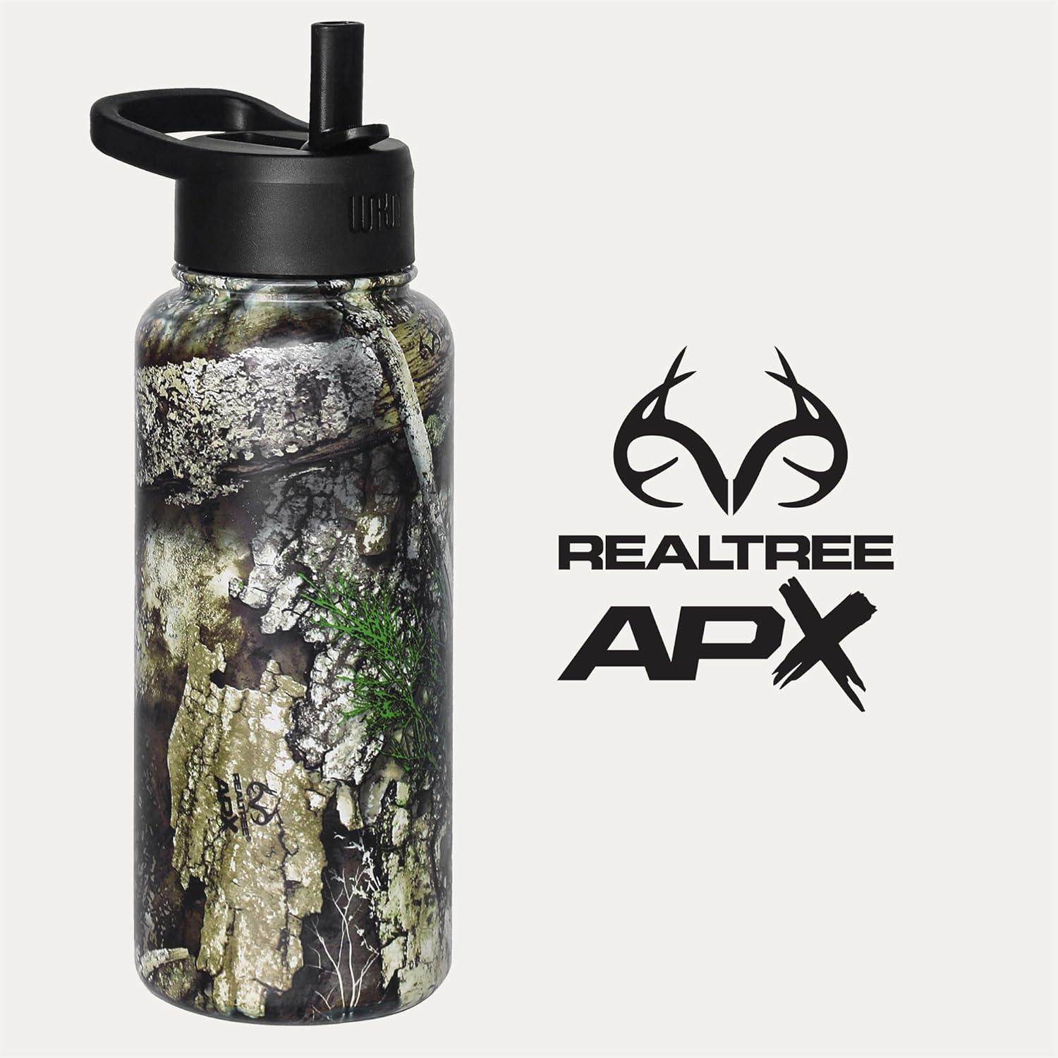 imageWildkin Mossy Oak 32oz Kids Water Bottle Leakproof VacuumInsulated Durable EasyClean Bottom LandRealtree APX