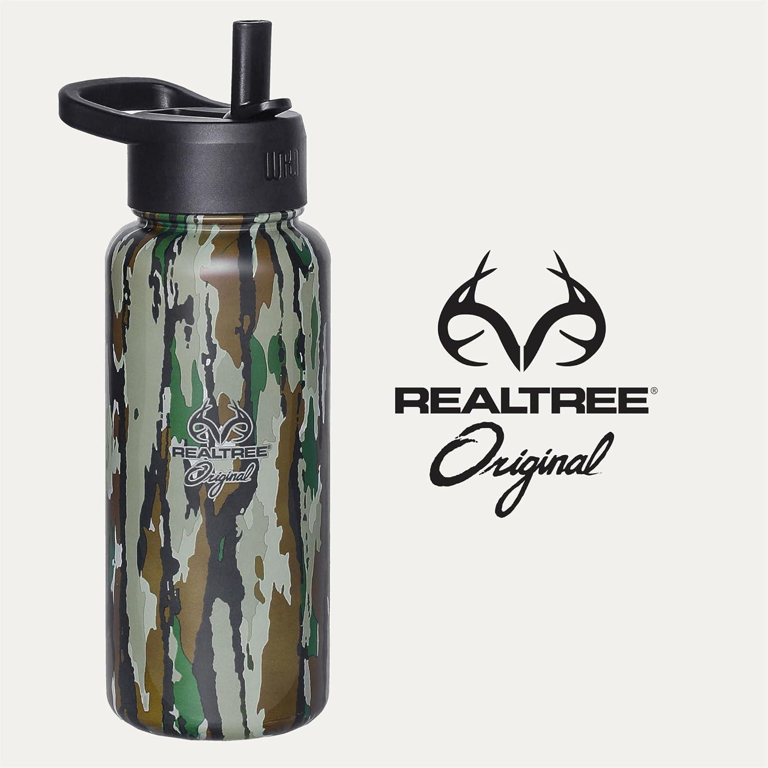 imageWildkin Mossy Oak 32oz Kids Water Bottle Leakproof VacuumInsulated Durable EasyClean Bottom LandRealtree Original