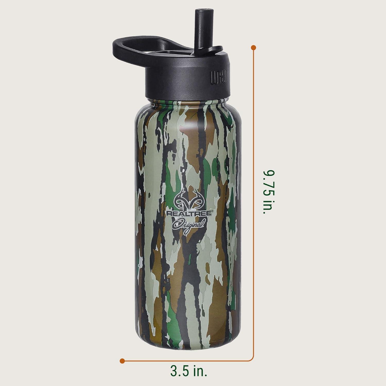 imageWildkin Mossy Oak 32oz Kids Water Bottle Leakproof VacuumInsulated Durable EasyClean Bottom LandRealtree Original
