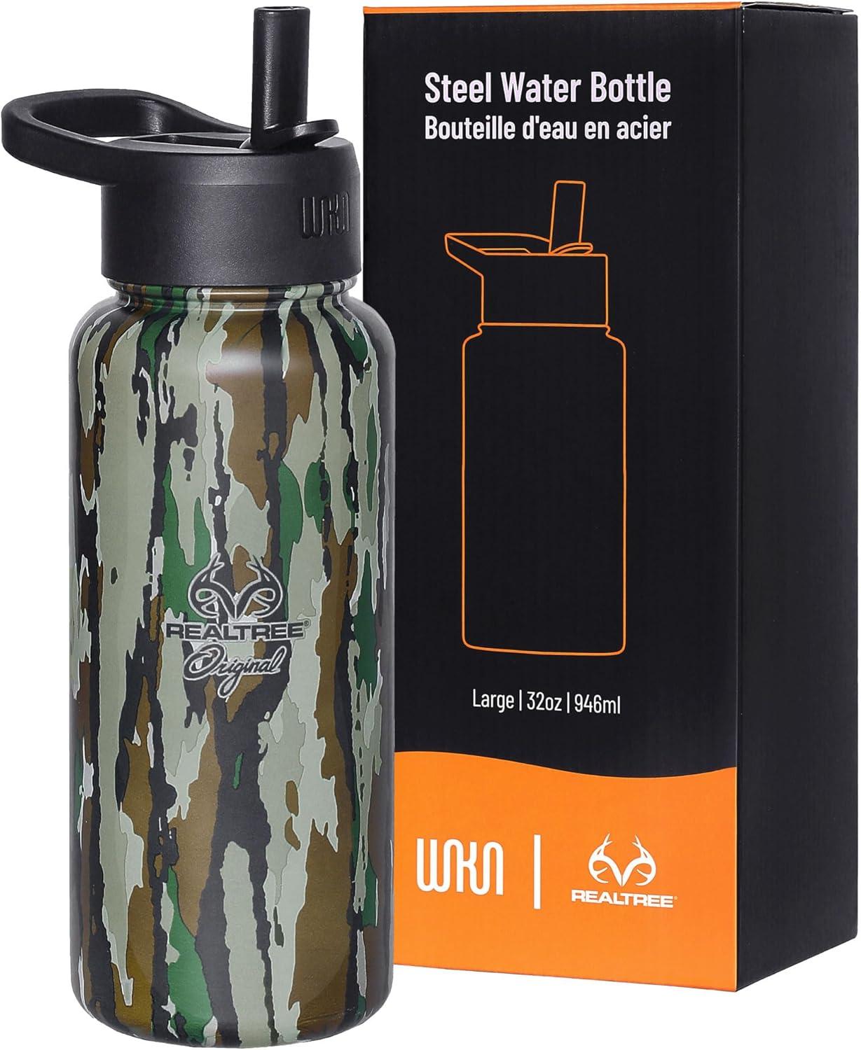 imageWildkin Mossy Oak 32oz Kids Water Bottle Leakproof VacuumInsulated Durable EasyClean Bottom LandRealtree Original