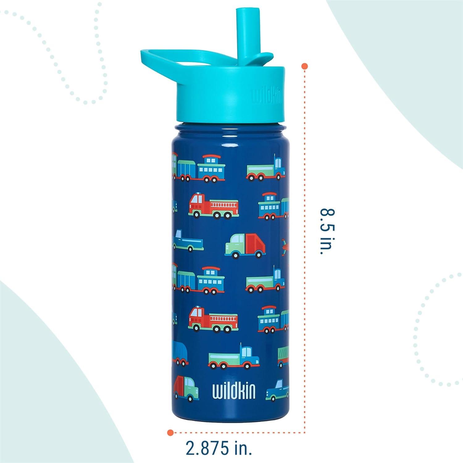 imageWildkin Mossy Oak 32oz Kids Water Bottle Leakproof VacuumInsulated Durable EasyClean Bottom LandTransportation