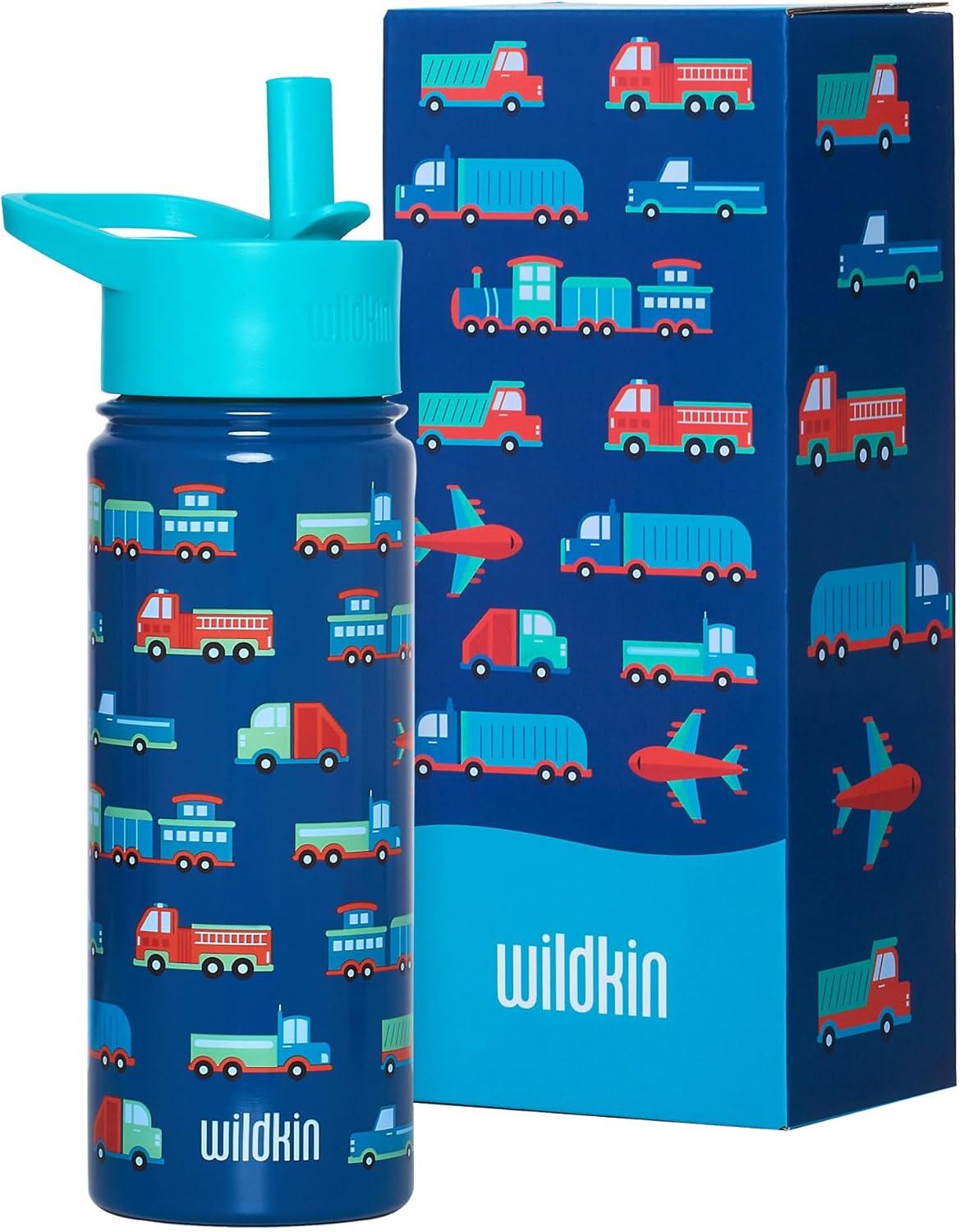 imageWildkin Mossy Oak 32oz Kids Water Bottle Leakproof VacuumInsulated Durable EasyClean Bottom LandTransportation