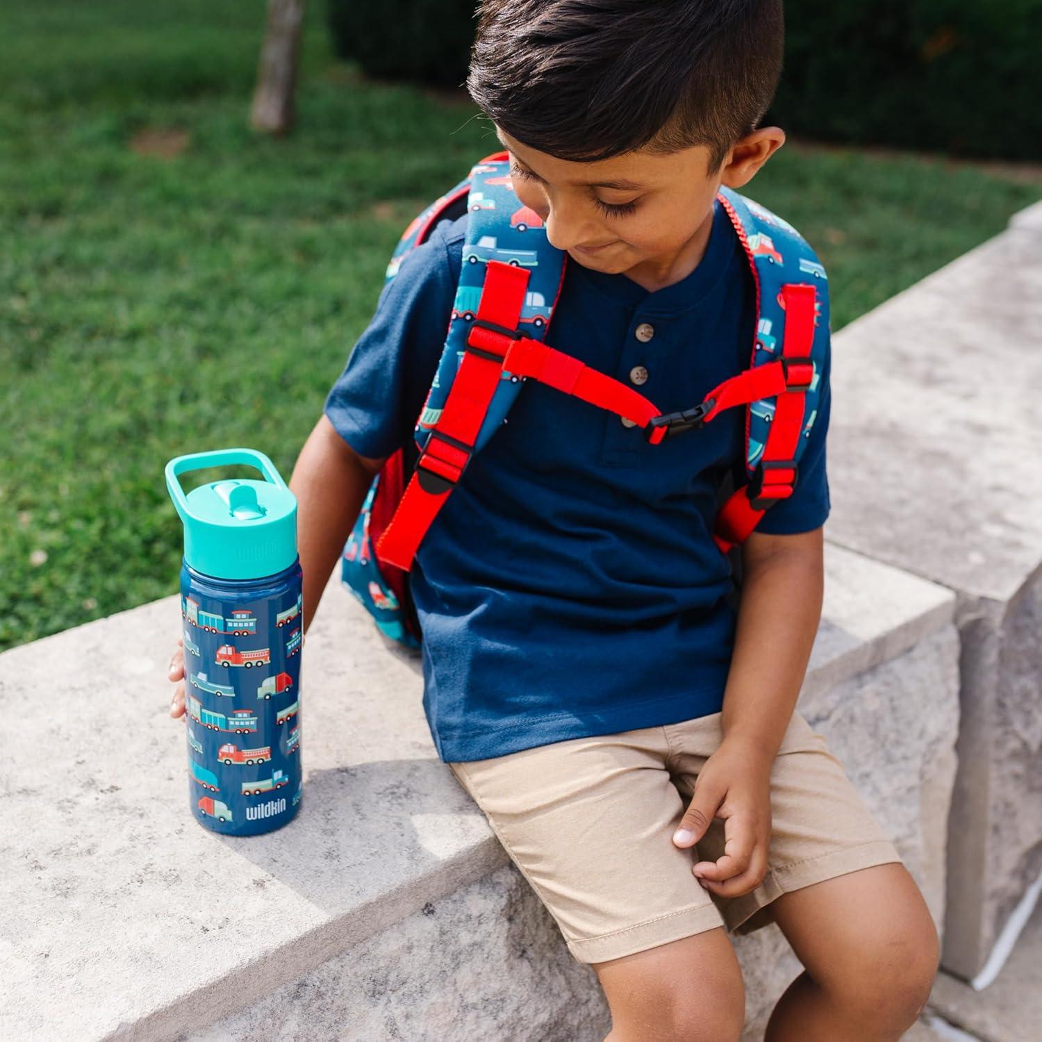 imageWildkin Mossy Oak 32oz Kids Water Bottle Leakproof VacuumInsulated Durable EasyClean Bottom LandTransportation