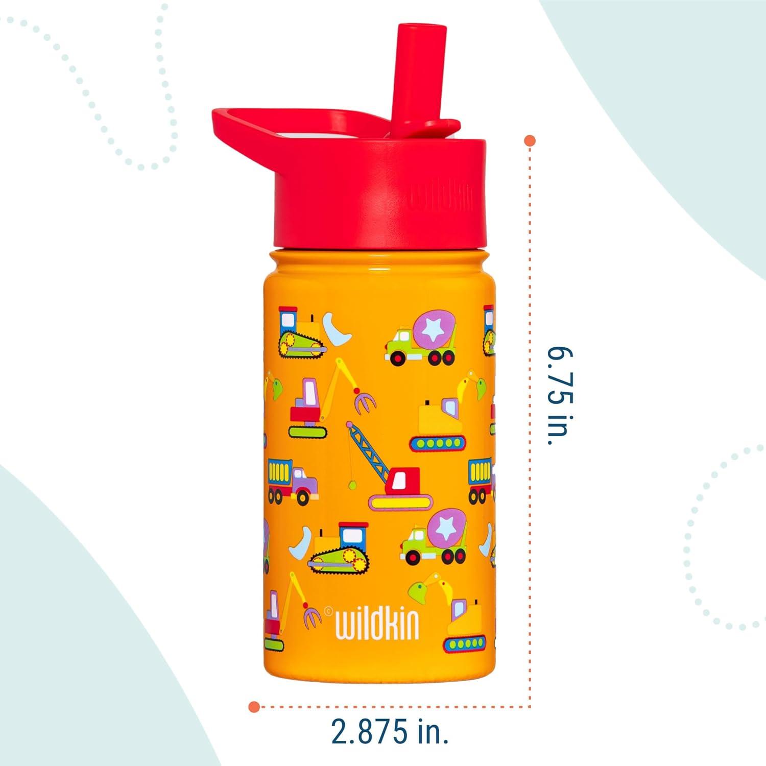 imageWildkin Mossy Oak 32oz Kids Water Bottle Leakproof VacuumInsulated Durable EasyClean Bottom LandUnder Construction