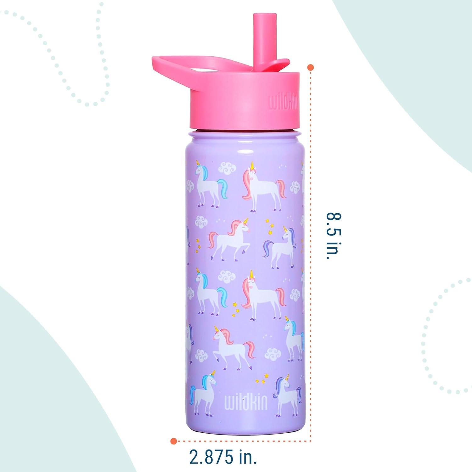 imageWildkin Mossy Oak 32oz Kids Water Bottle Leakproof VacuumInsulated Durable EasyClean Bottom LandUnicorn