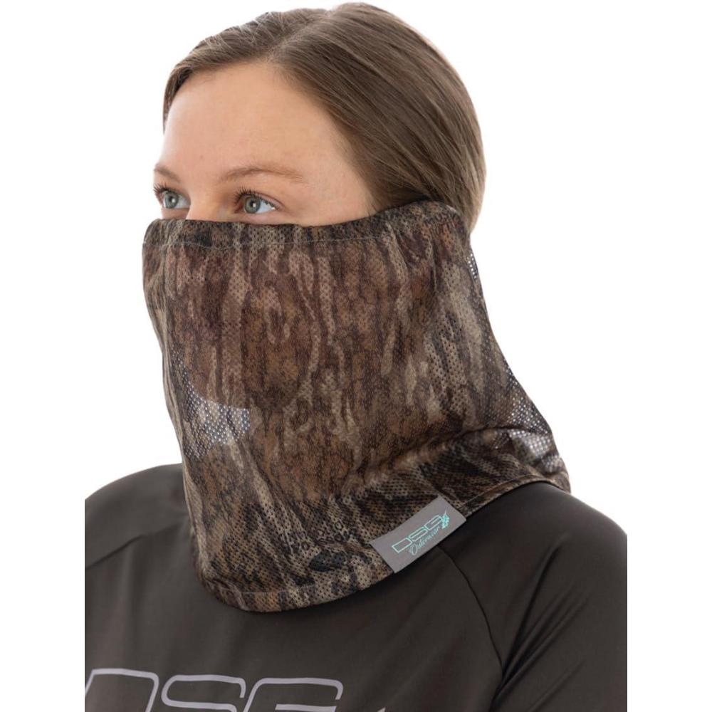 imageDOING SOMETHING GREAT DSG Outerwear Womens Mesh Hunting Face Mask  Lightweight Breathable Mask with DWR FinishMossy Oak Bottomland New