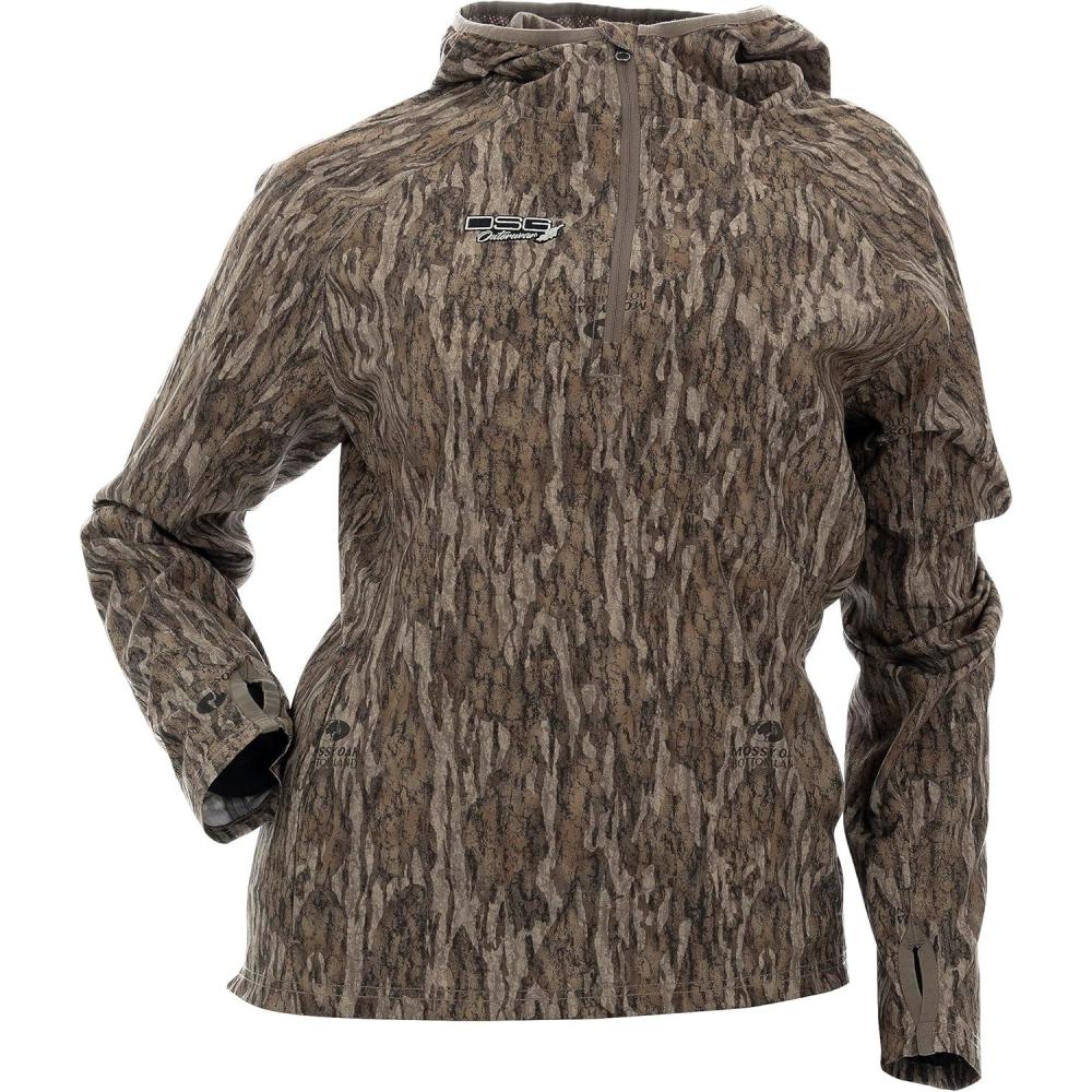 imageDOING SOMETHING GREAT Womens Bexley 30 Pullover Hunting Shirts Warm Climate Ultra LightWeight DWR TreatedMossy Oak Bottomland 30