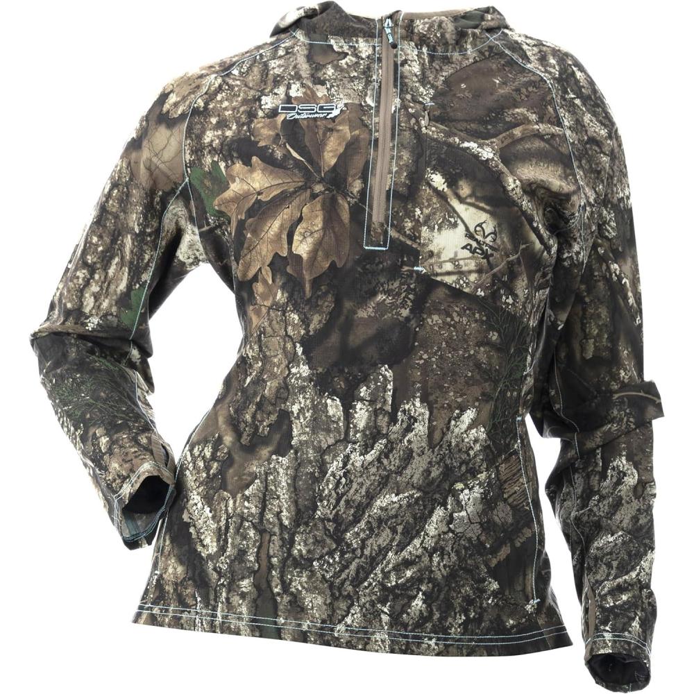 imageDOING SOMETHING GREAT Womens Bexley 30 Pullover Hunting Shirts Warm Climate Ultra LightWeight DWR TreatedRealtree Apx 30