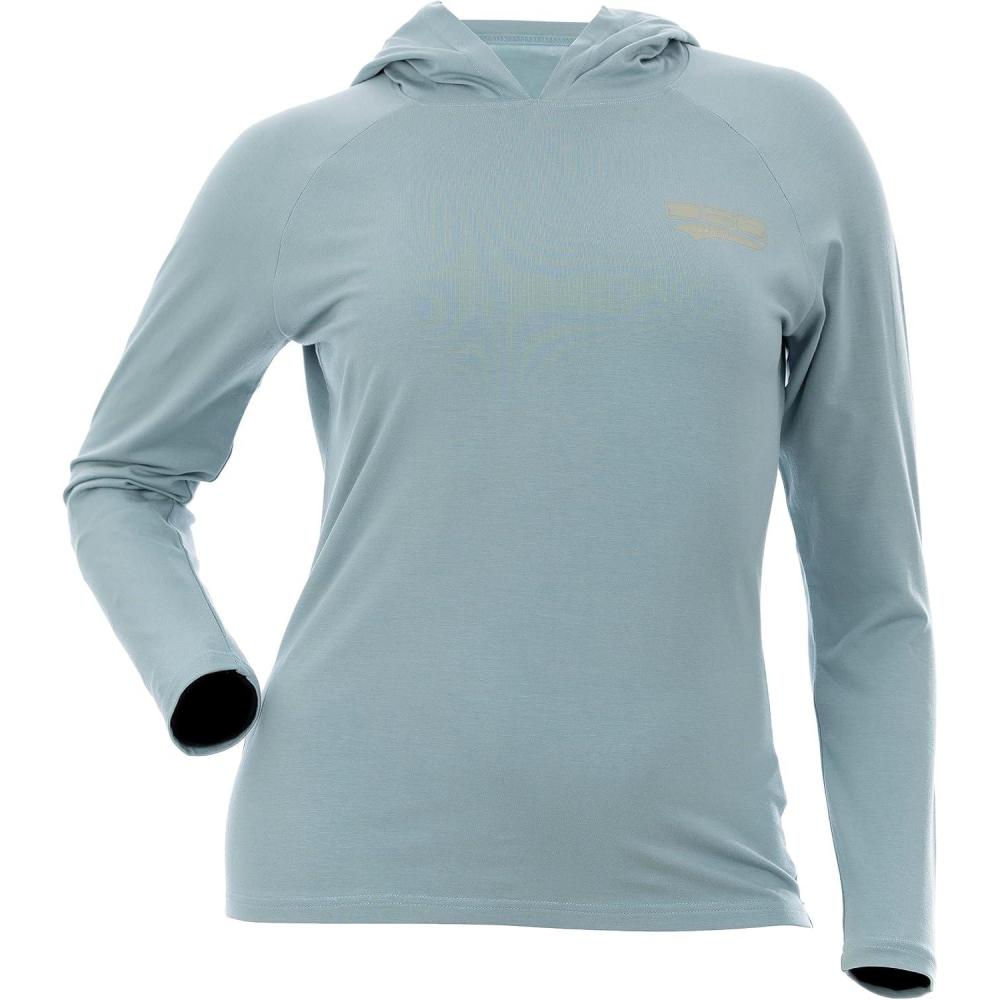 imageDSG Outerwear Womens Bamboo Hooded Shirt Long Sleeve UPF 30 Sun Protection Lightweight Performance HoodieAntique Teal
