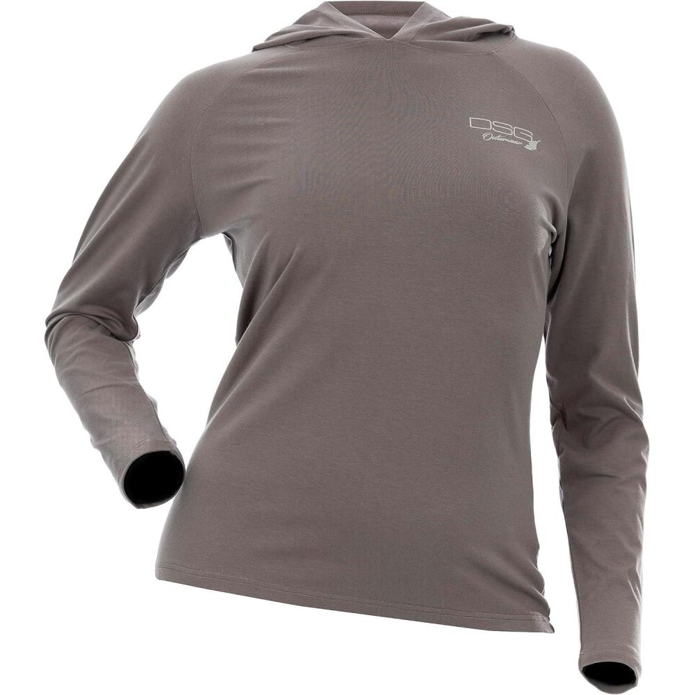 imageDSG Outerwear Womens Bamboo Hooded Shirt Long Sleeve UPF 30 Sun Protection Lightweight Performance HoodieStone
