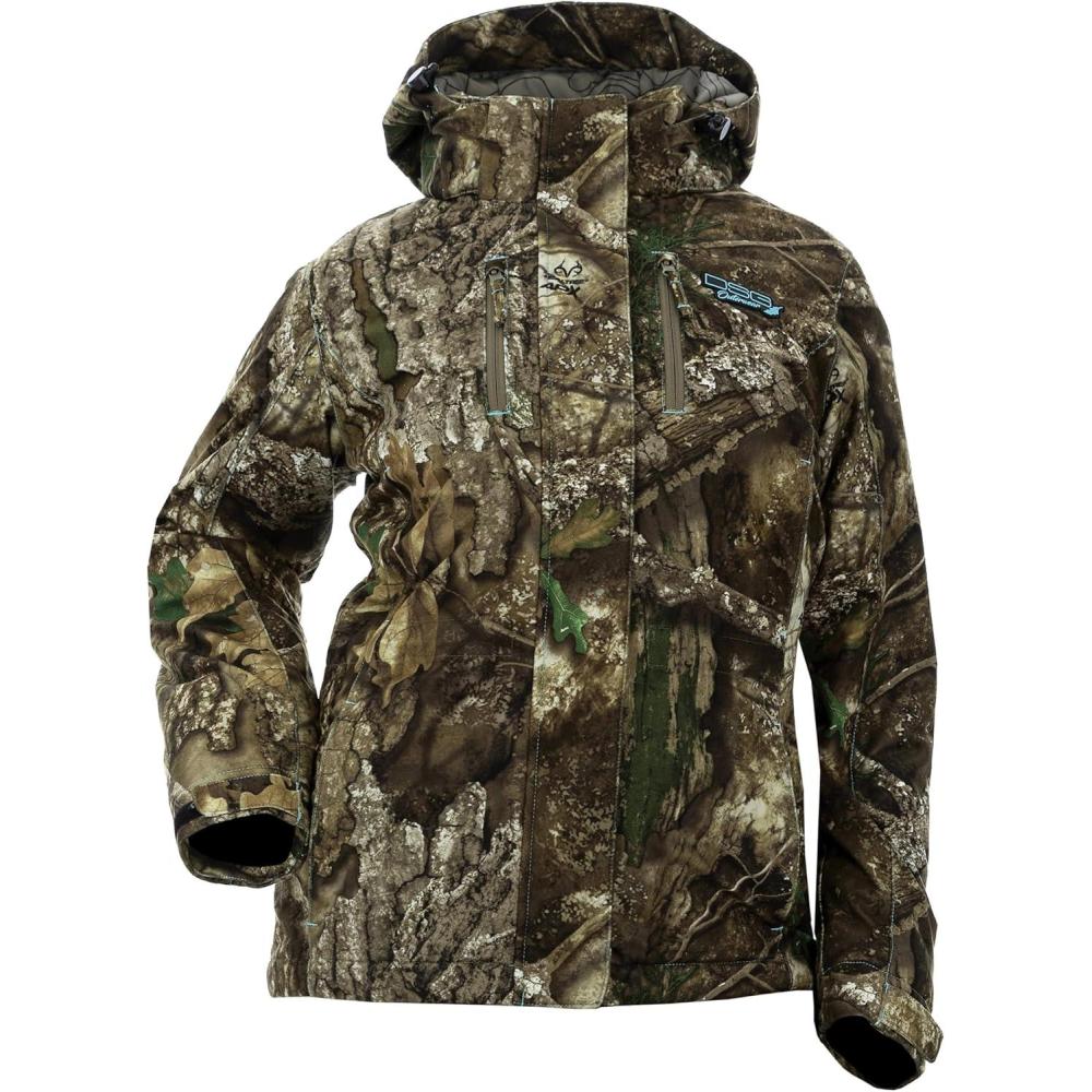 imageDSG Outerwear Womens Kylie 50 3in1 Hunting Jacket  Waterproof Insulated Camo Blaze with Zip in Fleece LinerRealtree Apx 60