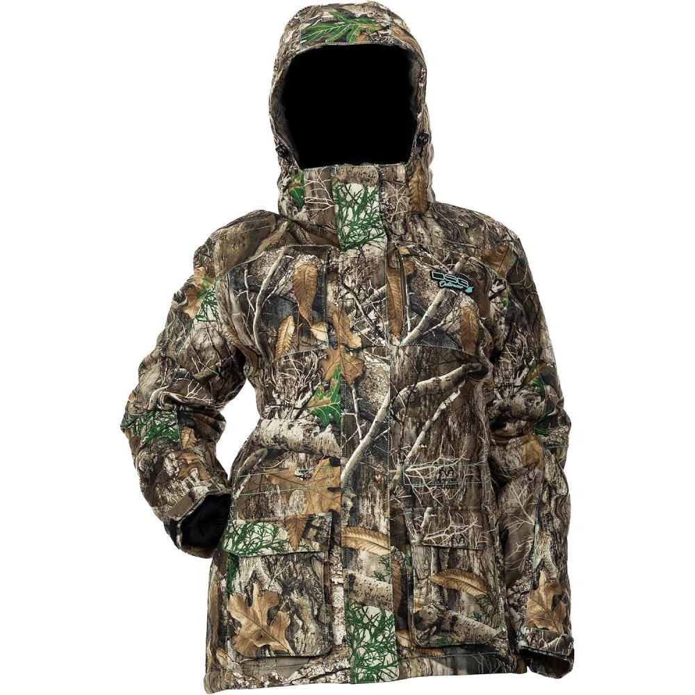 imageDSG Outerwear Womens Kylie 50 3in1 Hunting Jacket Waterproof Insulated Camo Blaze with Zip in Fleece LinerRealtree Edge 50