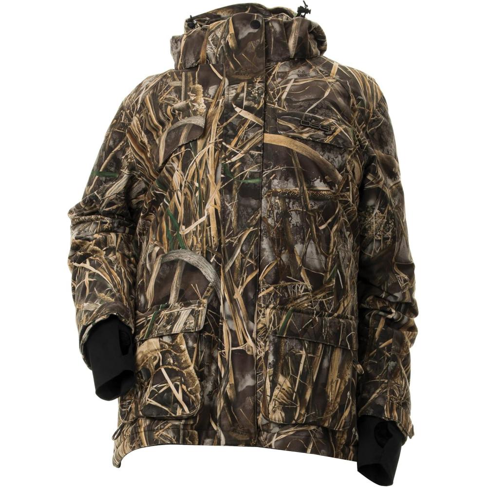 imageDSG Outerwear Womens Kylie 50 3in1 Hunting Jacket Waterproof Insulated Camo Blaze with Zip in Fleece LinerRealtree Max7 40