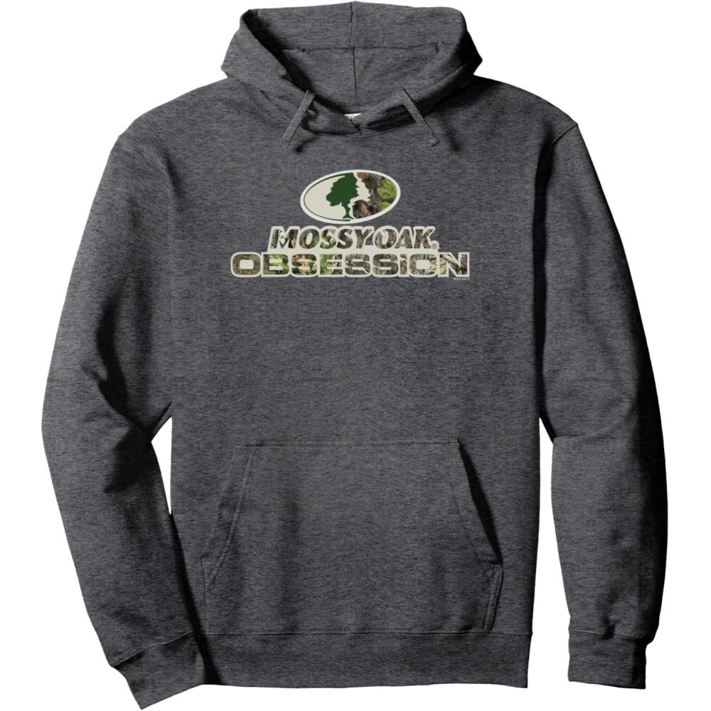 imageMossy Oak Obsession Camouflage Classic Outdoors Logo Pullover HoodieDark Heather Grey