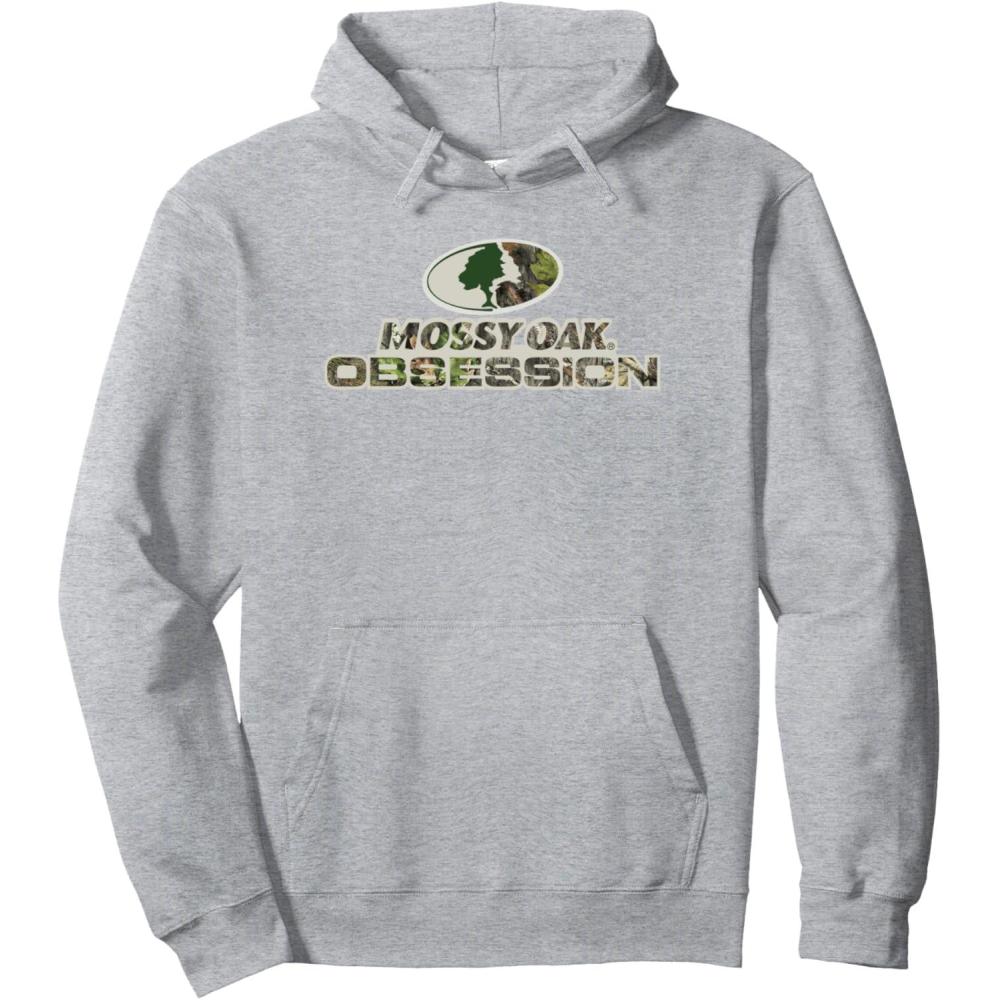 imageMossy Oak Obsession Camouflage Classic Outdoors Logo Pullover HoodieHeather Grey
