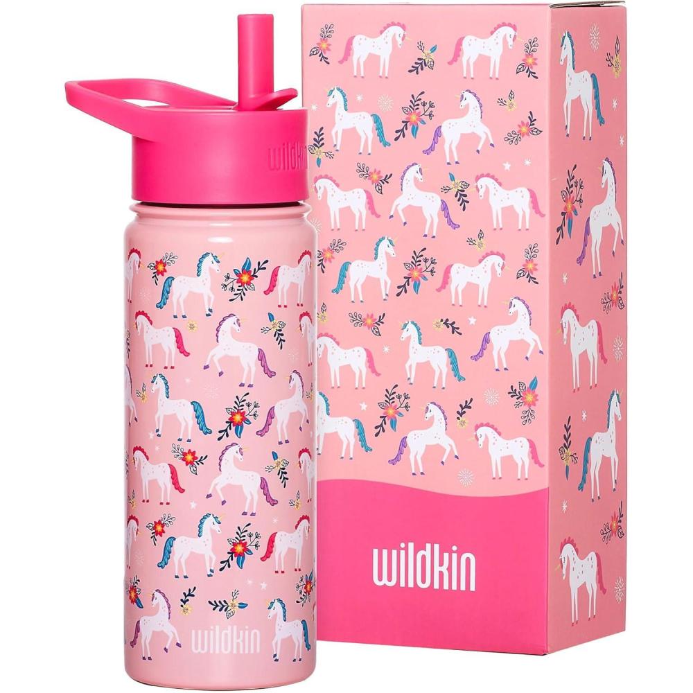 imageWildkin Mossy Oak 32oz Kids Water Bottle Leakproof VacuumInsulated Durable EasyClean Bottom LandMagical Unicorn