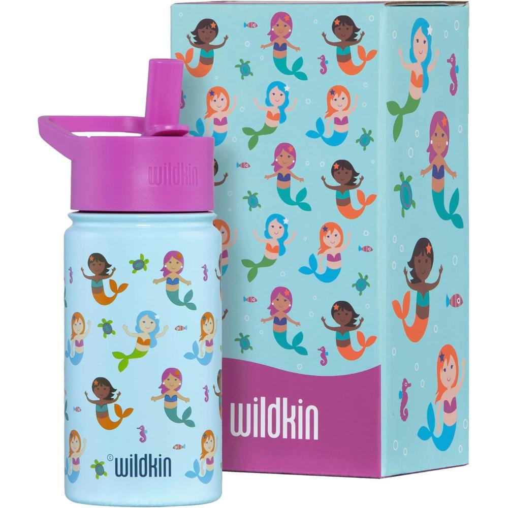 imageWildkin Mossy Oak 32oz Kids Water Bottle Leakproof VacuumInsulated Durable EasyClean Bottom LandMermaids