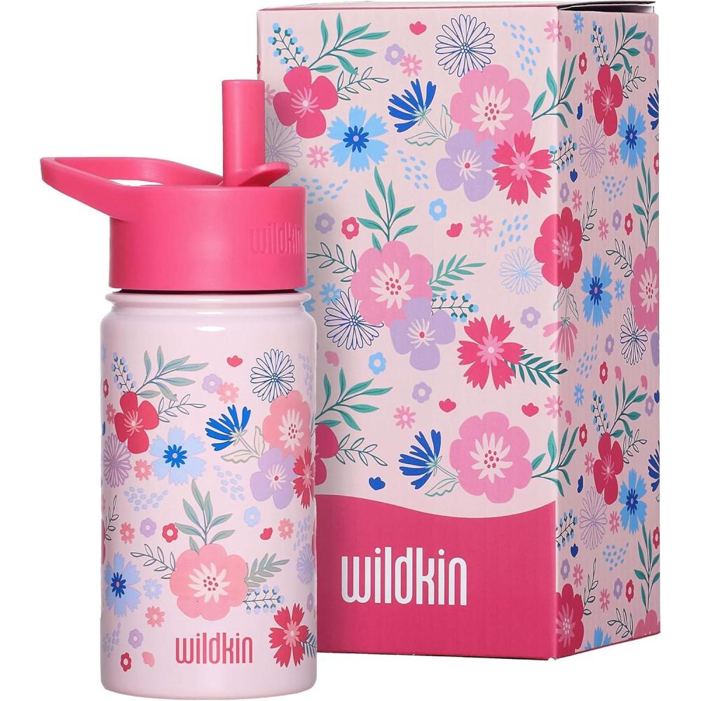 imageWildkin Mossy Oak 32oz Kids Water Bottle Leakproof VacuumInsulated Durable EasyClean Bottom LandPink Floral