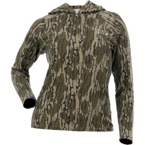 DSG Outerwear Women’s Bamboo Hooded Shirt – Long Sleeve, UPF 30+ Sun Protection, Lightweight Performance Hoodie(Mo Bottomland Original)