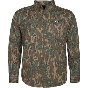Mossy Oak Men’s Long Sleeve Camo Hunting Shirts Cotton Mill(Greenleaf)