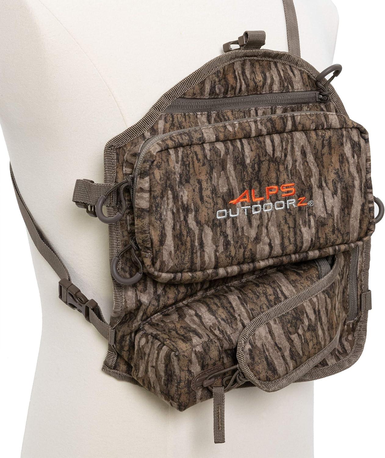 imageALPS OutdoorZ Impact Camo Turkey Vest with Removable Flip Down Seat Game Bag and Plenty of Pockets for Calls and StrikersMossy Oak Bottomland