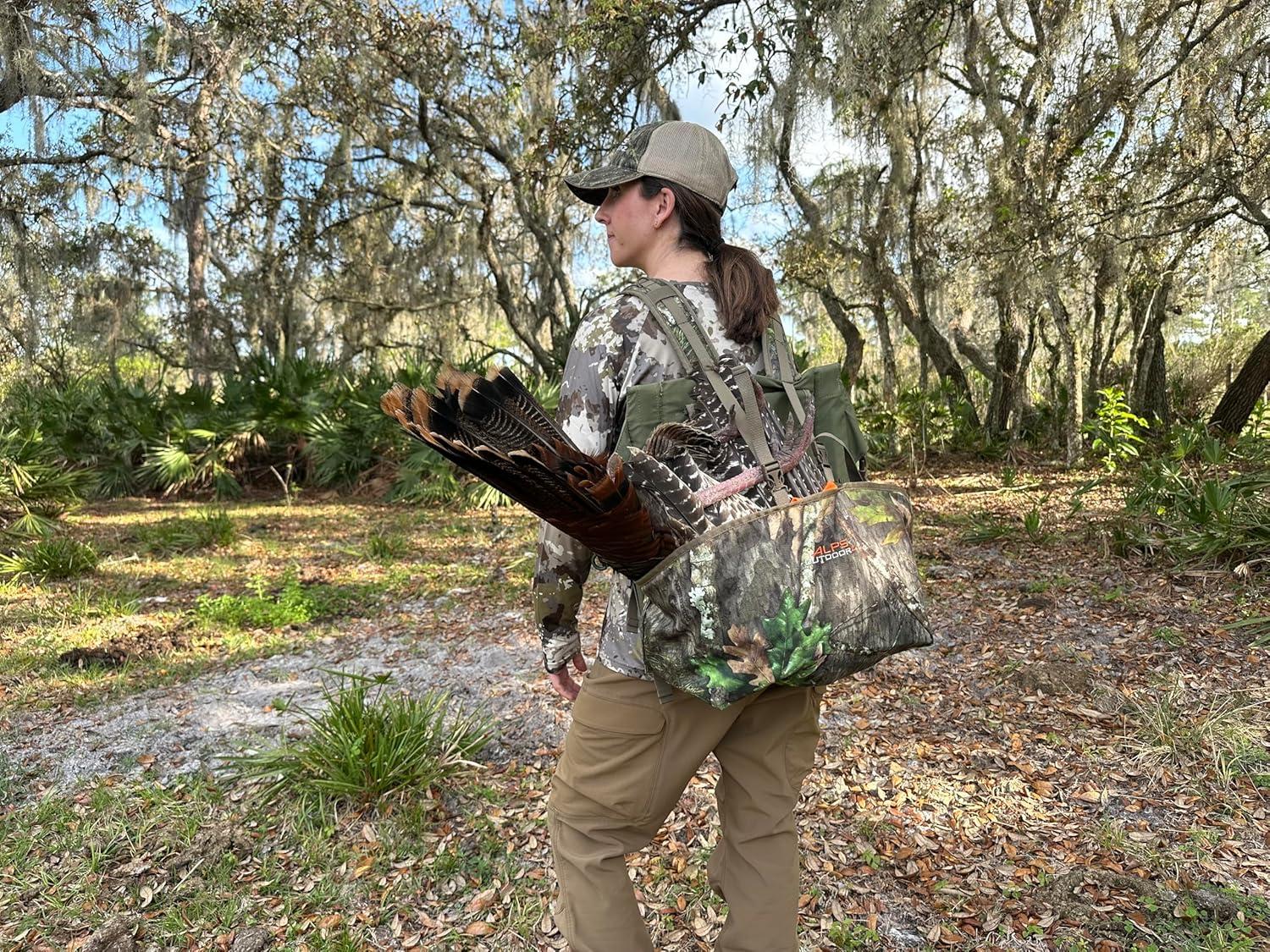 imageALPS OutdoorZ Impact Camo Turkey Vest with Removable Flip Down Seat Game Bag and Plenty of Pockets for Calls and StrikersMossy Oak Obsession