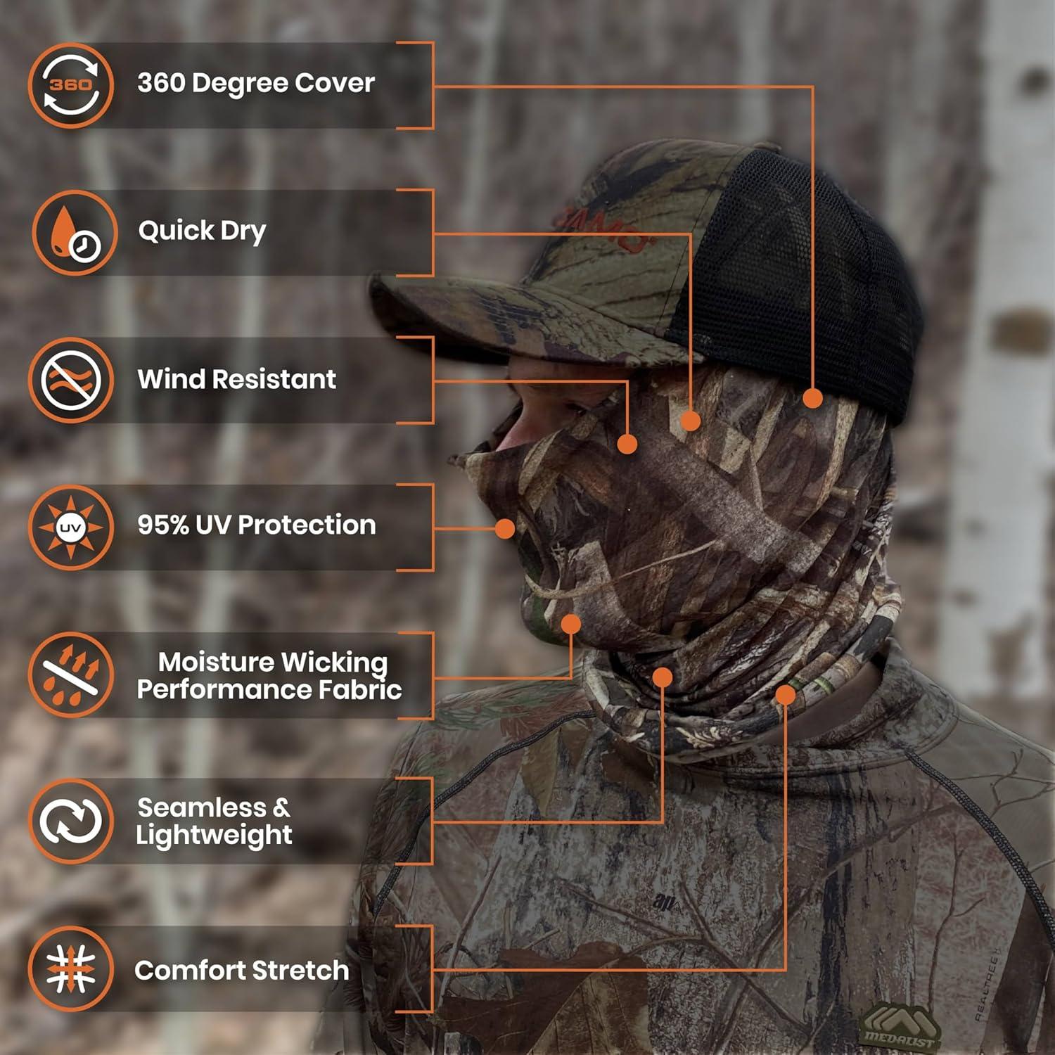 imageQuikCamo Camo Face Mask Gaiter for Turkey HuntingMossy Oak Breakup Country Camo