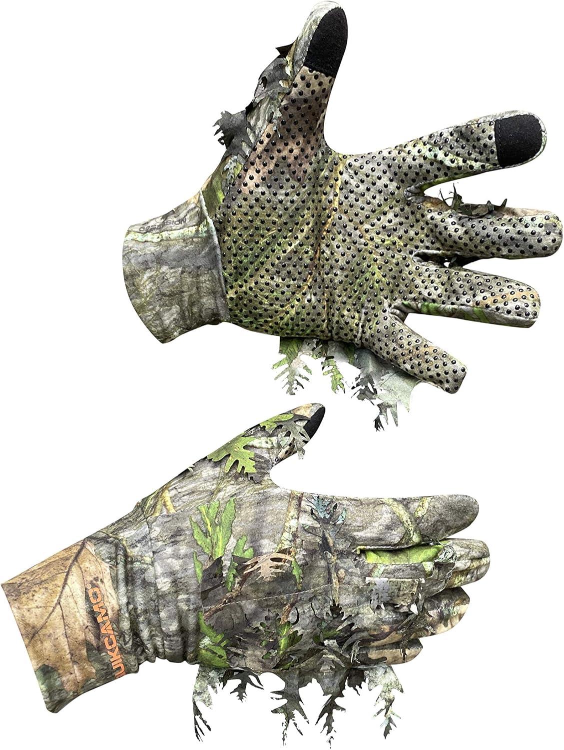 imageQuikCamo Mossy Oak and Realtree Lightweight 3D Leafy Camo Hunting Gloves for Men Touch Screen Enabled or Fingerless OptionsTouch Screen Tips NWTF Obsession