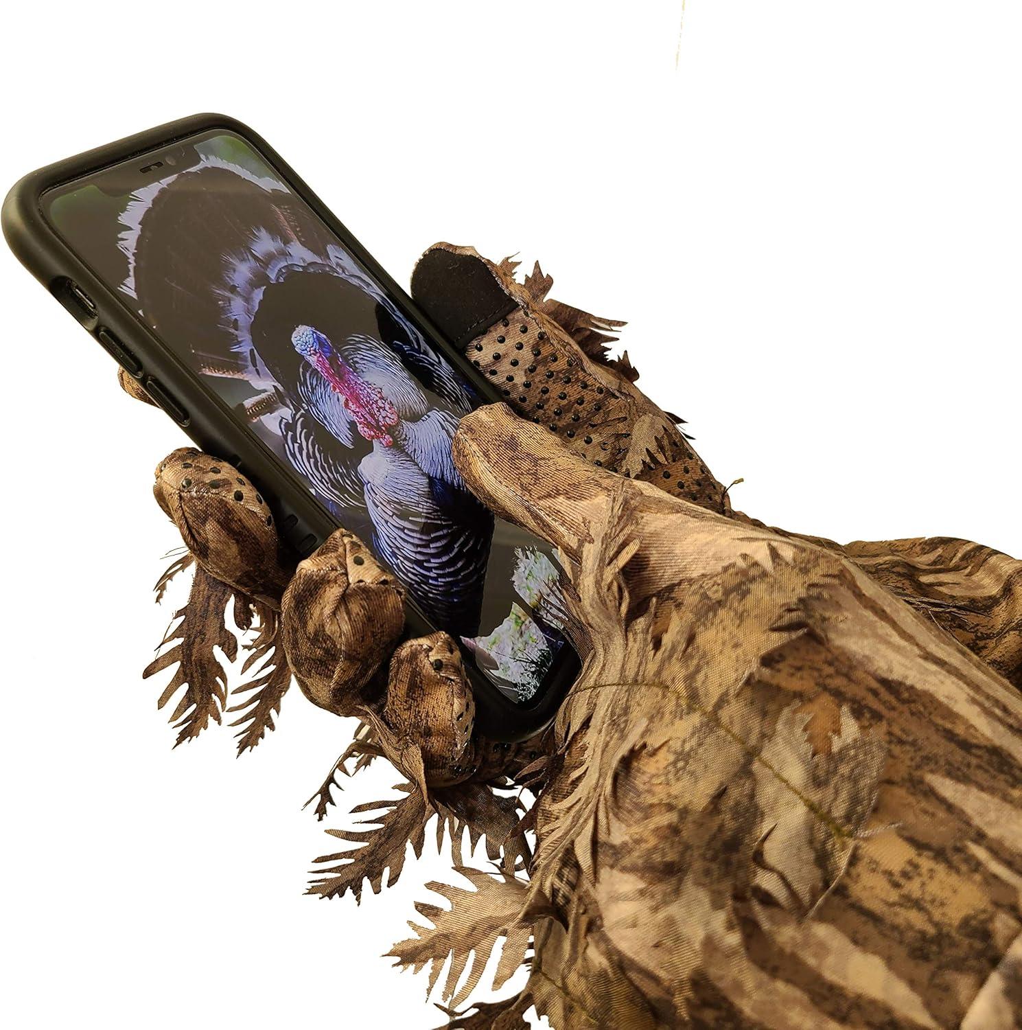 imageQuikCamo Mossy Oak and Realtree Lightweight 3D Leafy Camo Hunting Gloves for Men Touch Screen Enabled or Fingerless OptionsTouch Screen Tips New Bottomland