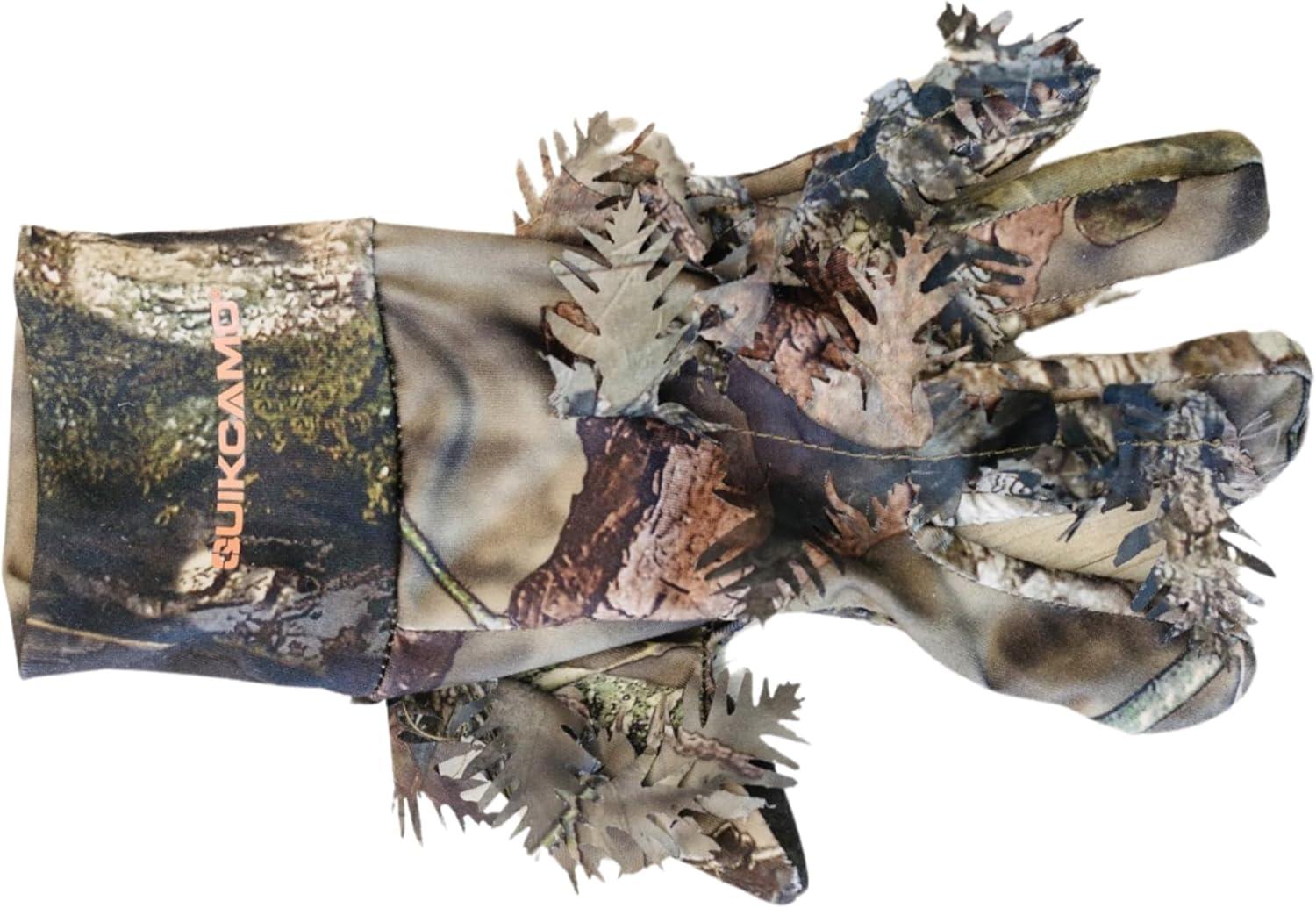 imageQuikCamo Mossy Oak and Realtree Lightweight 3D Leafy Camo Hunting Gloves for Men Touch Screen Enabled or Fingerless OptionsTouch Screen Tips Realtree Xtra Green