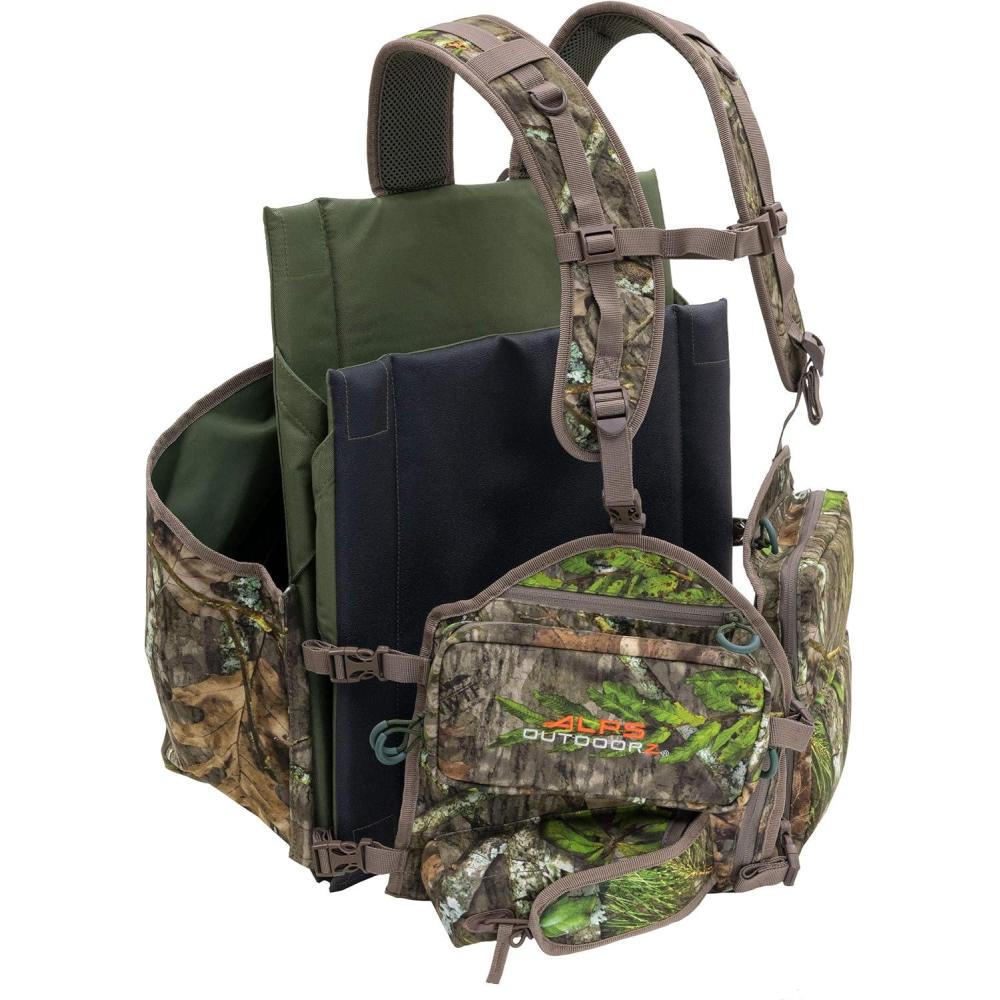 imageALPS OutdoorZ Impact Camo Turkey Vest with Removable Flip Down Seat Game Bag and Plenty of Pockets for Calls and StrikersMossy Oak Obsession