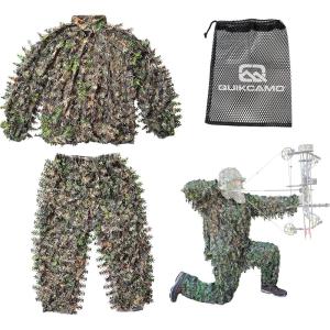 QuikCamo 3D Leafy Suit for Men Turkey Hunting Camo Ghillie Suit, Airsoft Gilly Suit, Paintball Gilley Suite, Birdwatching Leaf Suit (NWTF Mossy Oak Obsession, Sm/Med)…