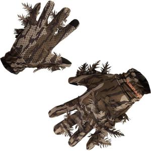 QuikCamo Mossy Oak and Realtree Lightweight 3D Leafy Camo Hunting Gloves for Men (Touch Screen Enabled or Fingerless Options)(Touch Screen Tips: Original Bottomland)