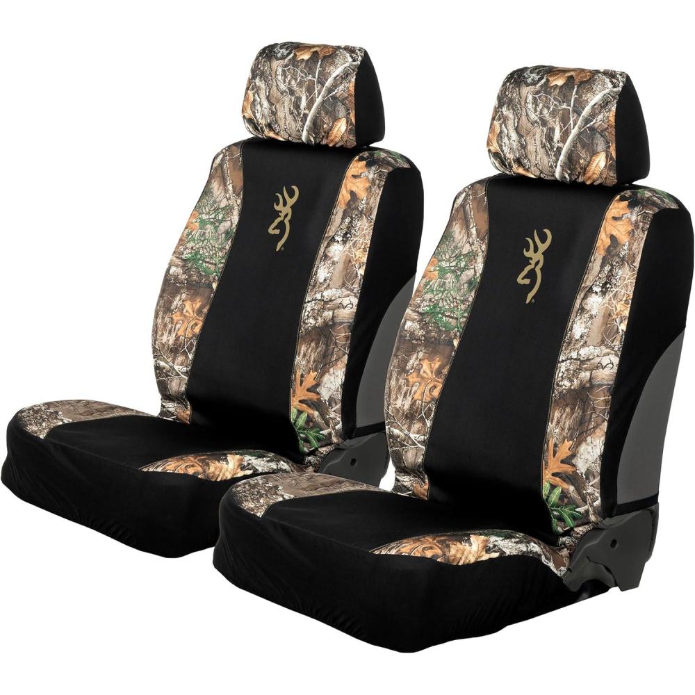 imageBrowning Universal Front and Bench Seat Covers Water Resistant for Car Truck and SUV Buckmark Mossy Oak BreakUp Country Single Full Size BenchMorgan Realtree Edge