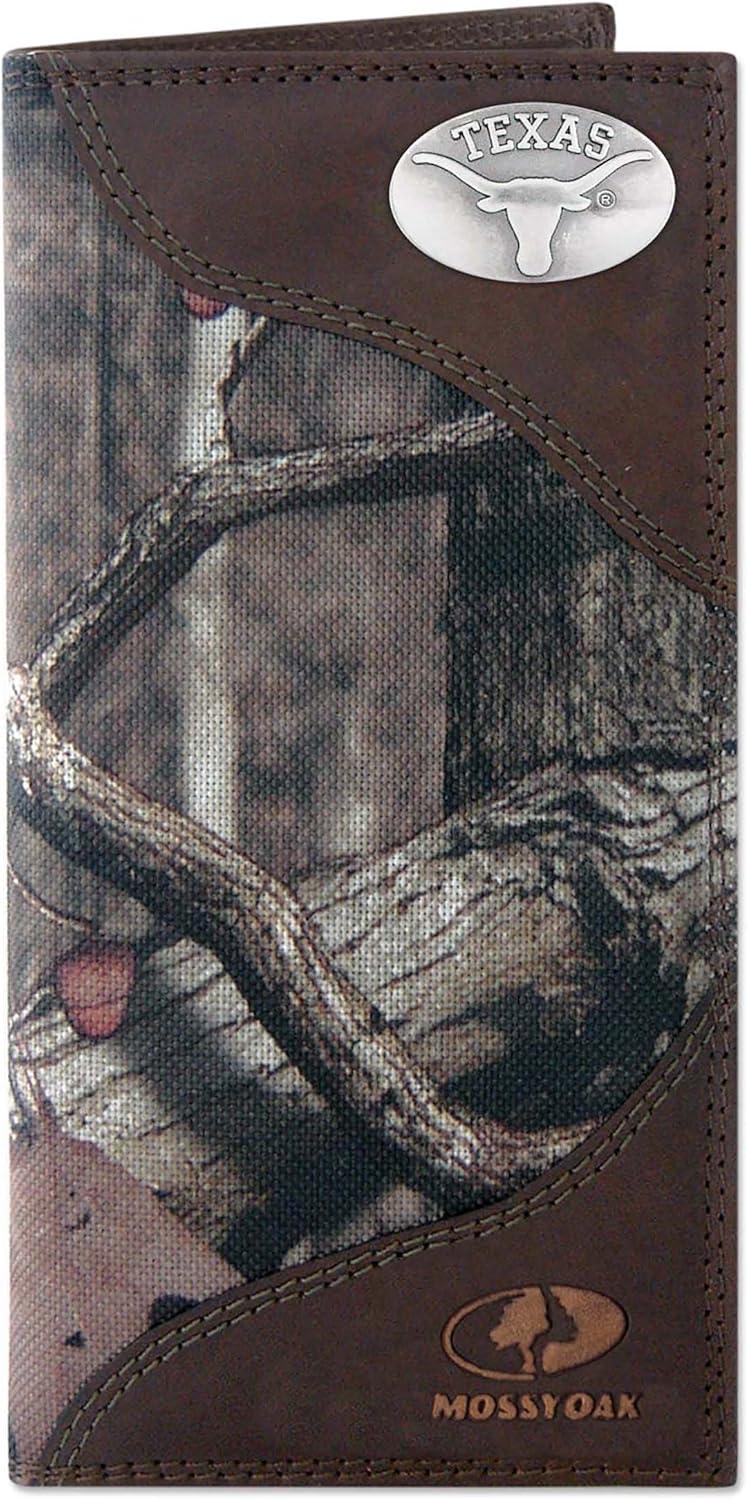 imageZEPPRO NCAA Mens Mossy Oak Nylon and Leather Secretarystyle Roper Concho WalletCamo