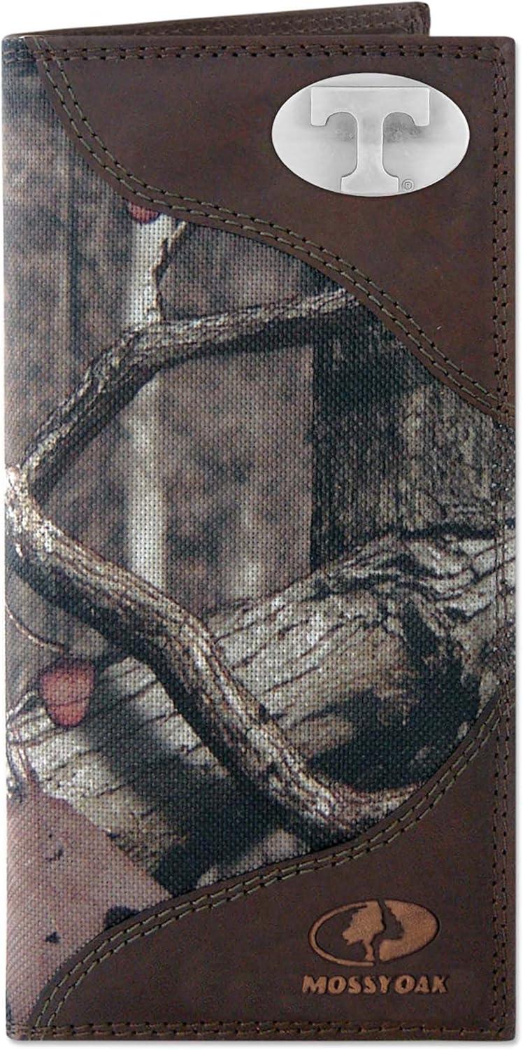 imageZEPPRO NCAA Mens Mossy Oak Nylon and Leather Secretarystyle Roper Concho WalletCamo