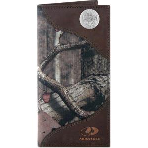 ZEP-PRO NCAA Mens Mossy Oak Nylon and Leather Secretary-style Roper Concho Wallet(Camo)
