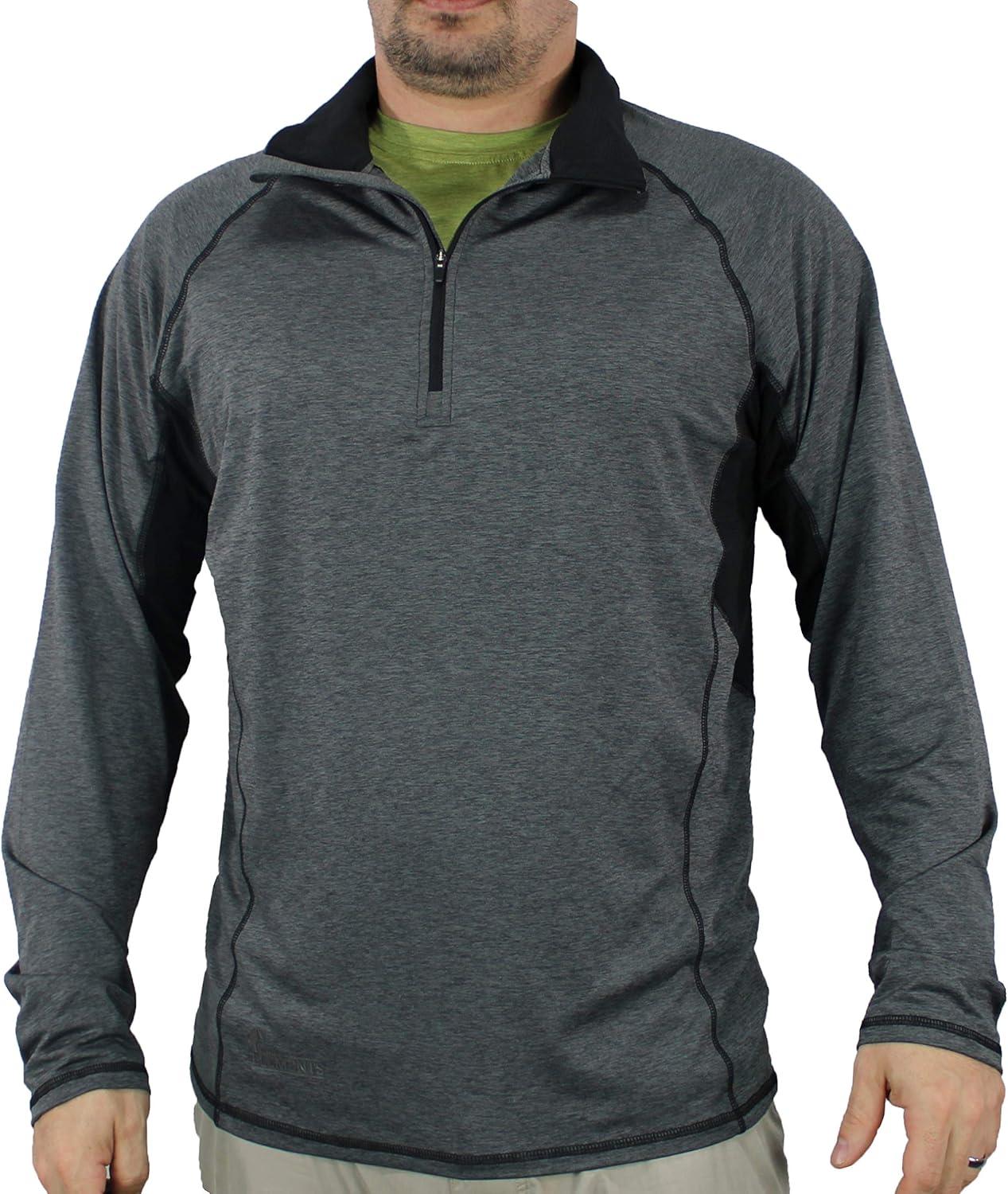 imageMens Athletic UPF 50 Quick Dry Lightweight Long Sleeve Sun Protection Zip PulloverBlack