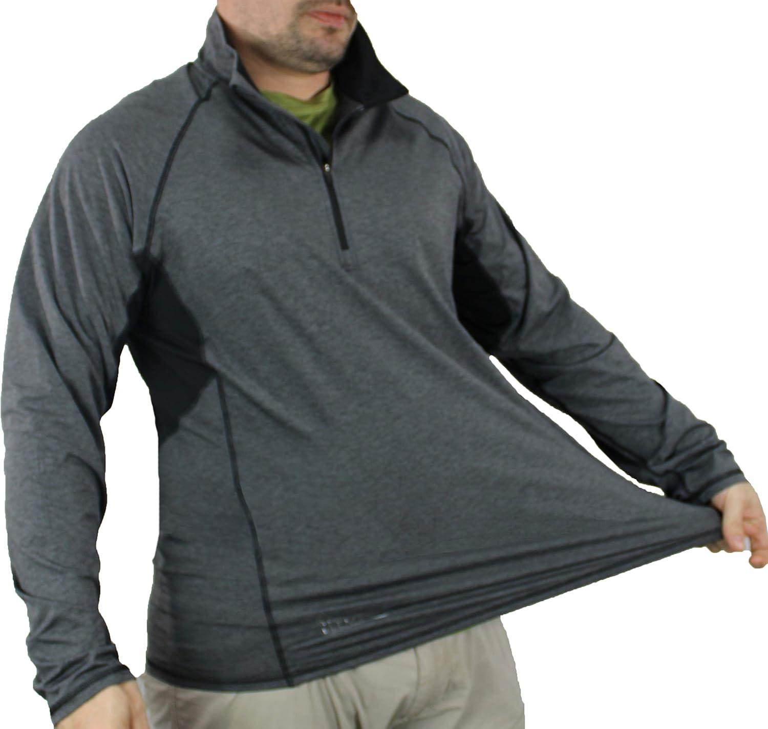 imageMens Athletic UPF 50 Quick Dry Lightweight Long Sleeve Sun Protection Zip PulloverBlack