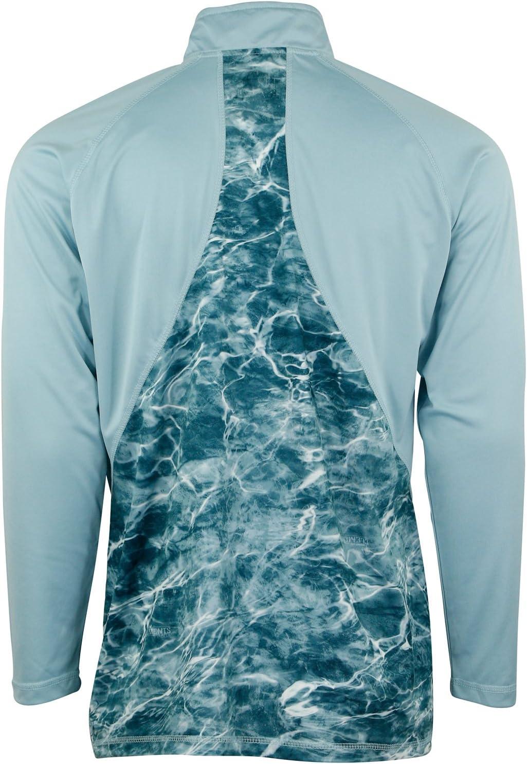 imageMossy Oak Mens Ls Performance Moisture Wicking 14 Zip Fishing ShirtBlue Horizon Spindrift