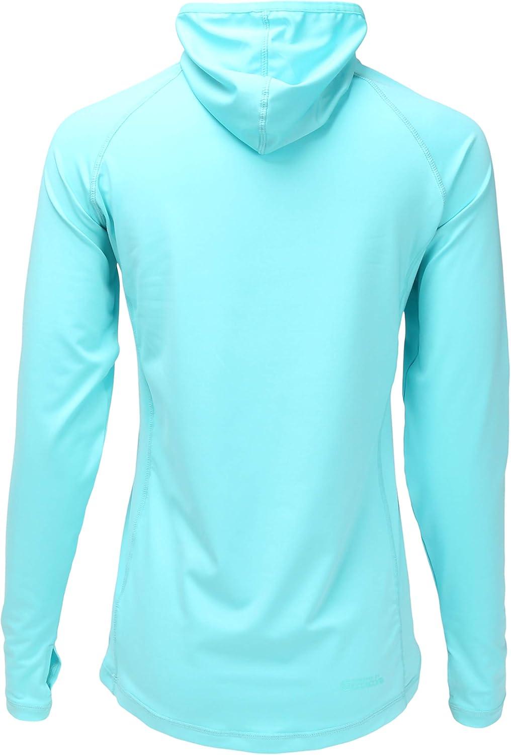 imageWomens UPF 50 Lightweight Quick Dry Sun Protection Outdoor Hoodie with gaiterBlue Radience