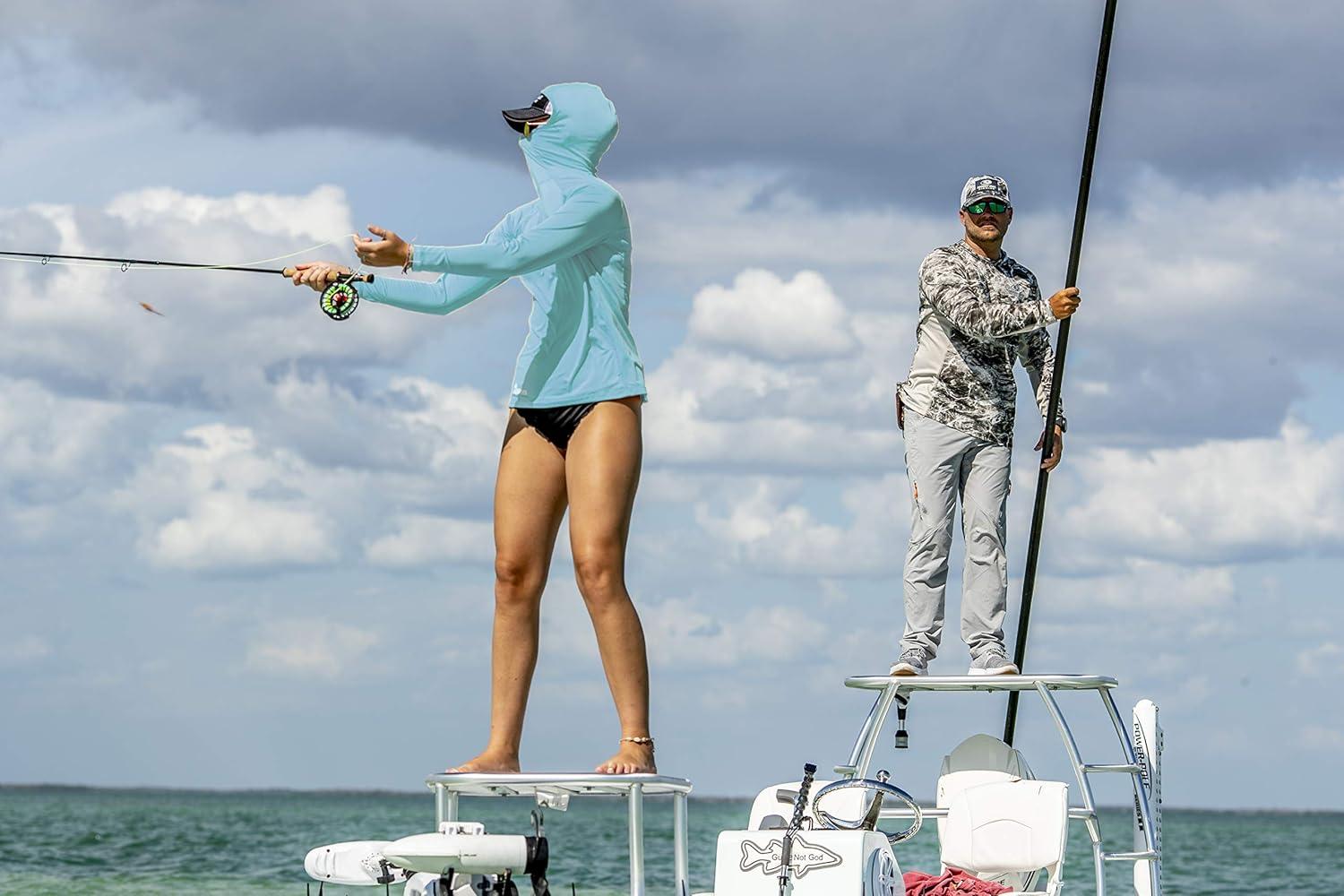 imageWomens UPF 50 Lightweight Quick Dry Sun Protection Outdoor Hoodie with gaiterBlue Radience