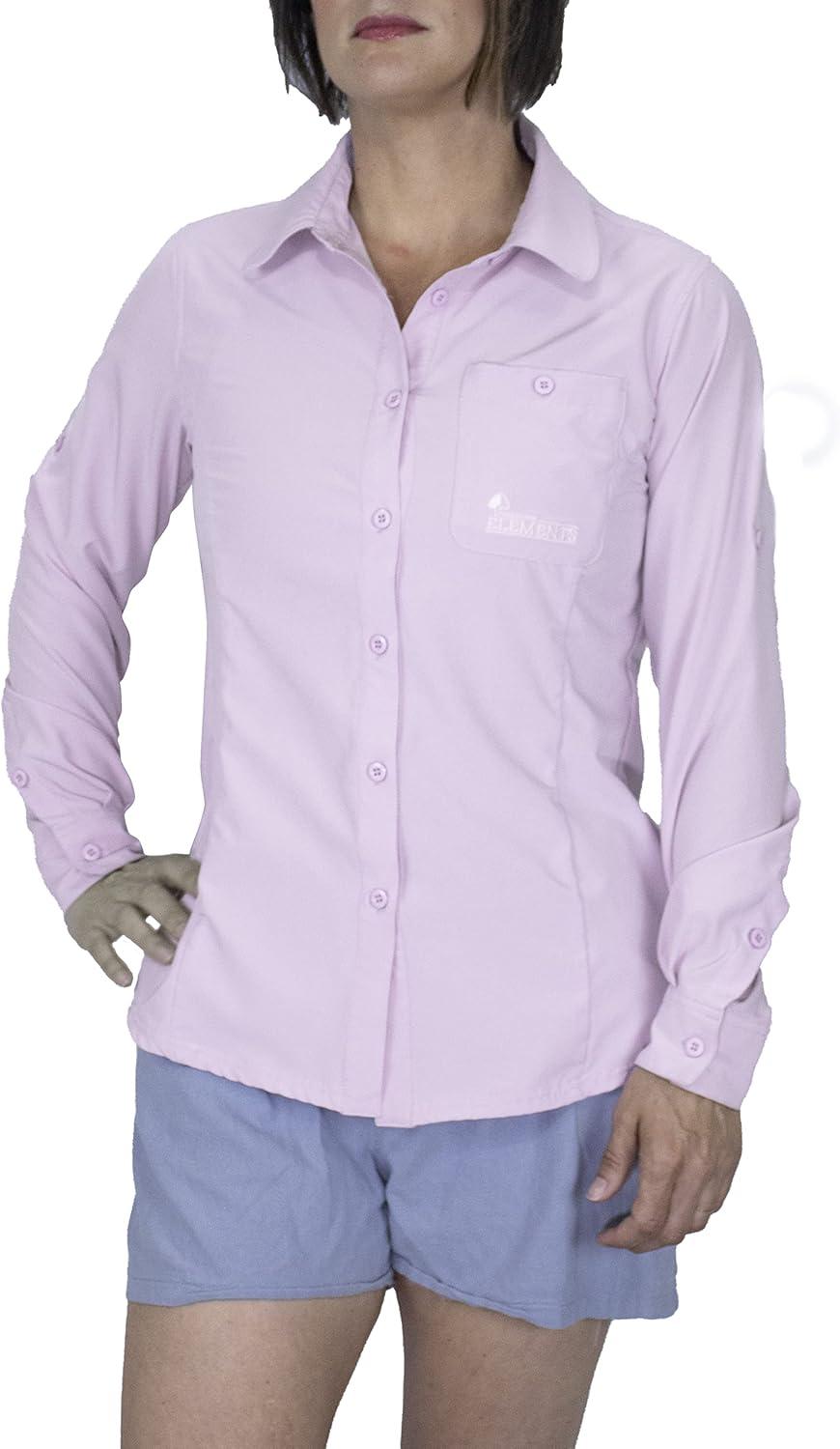 imageWomens UPF 50 Long Sleeve Button Down Quick Dry Sun Protection Outdoor Hiking Travel ShirtOrchid