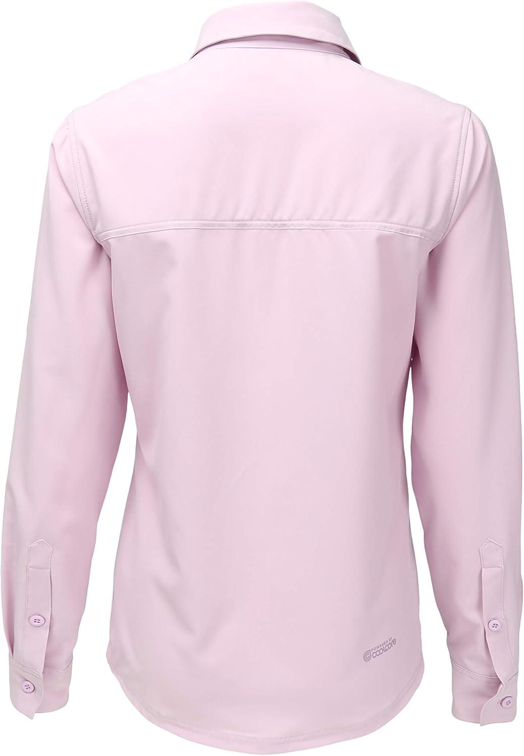 imageWomens UPF 50 Long Sleeve Button Down Quick Dry Sun Protection Outdoor Hiking Travel ShirtOrchid
