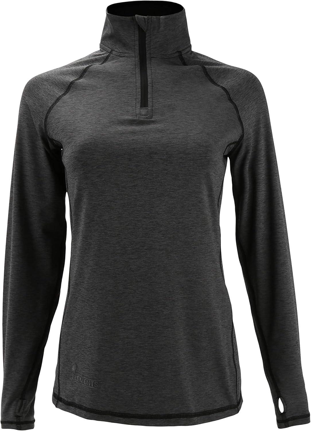 imageWomens UPF 50 Long Sleeve Lightweight Quick Dry Sun Protection Zip Pullover Thumb HoleBlack