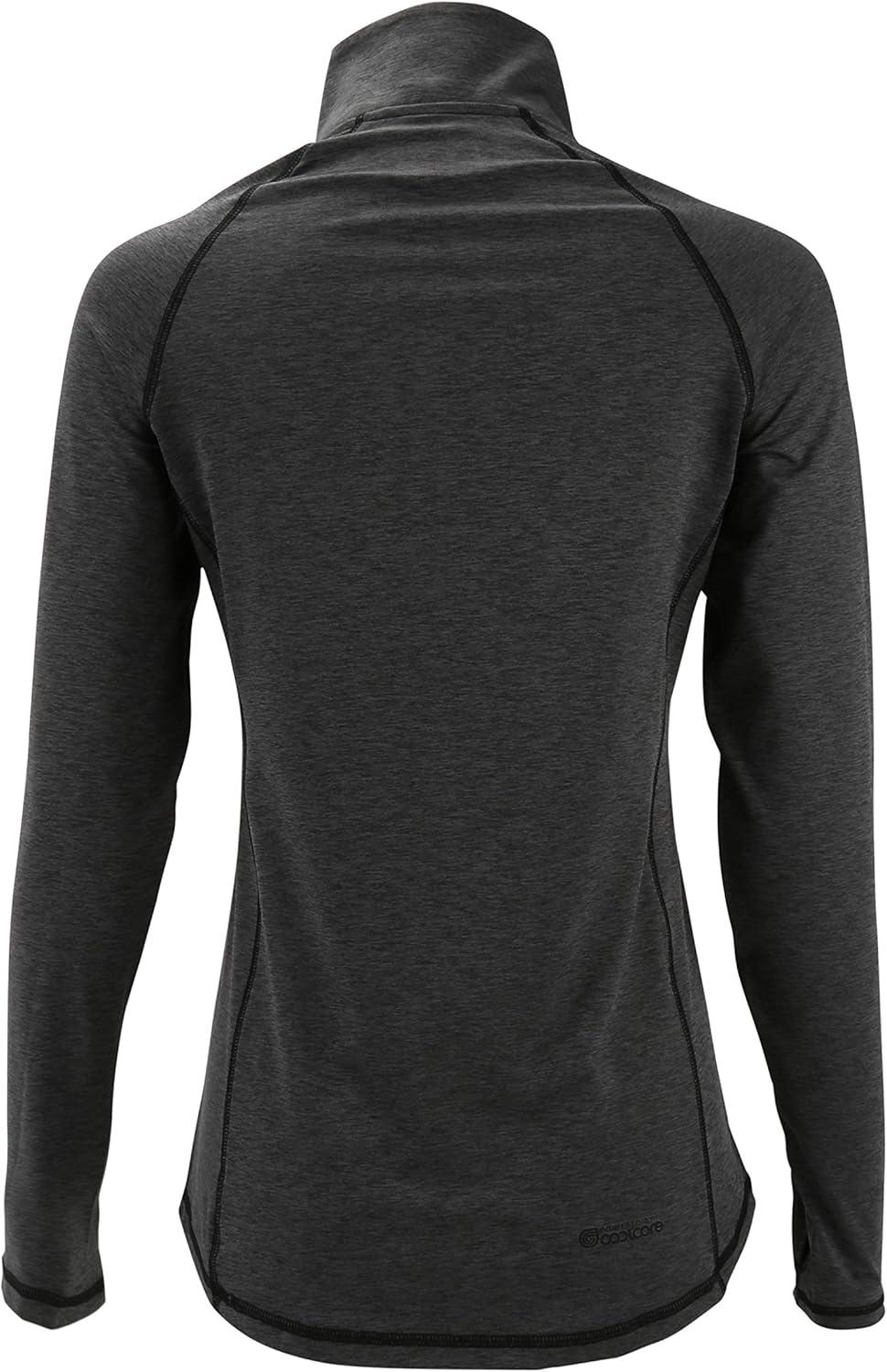 imageWomens UPF 50 Long Sleeve Lightweight Quick Dry Sun Protection Zip Pullover Thumb HoleBlack