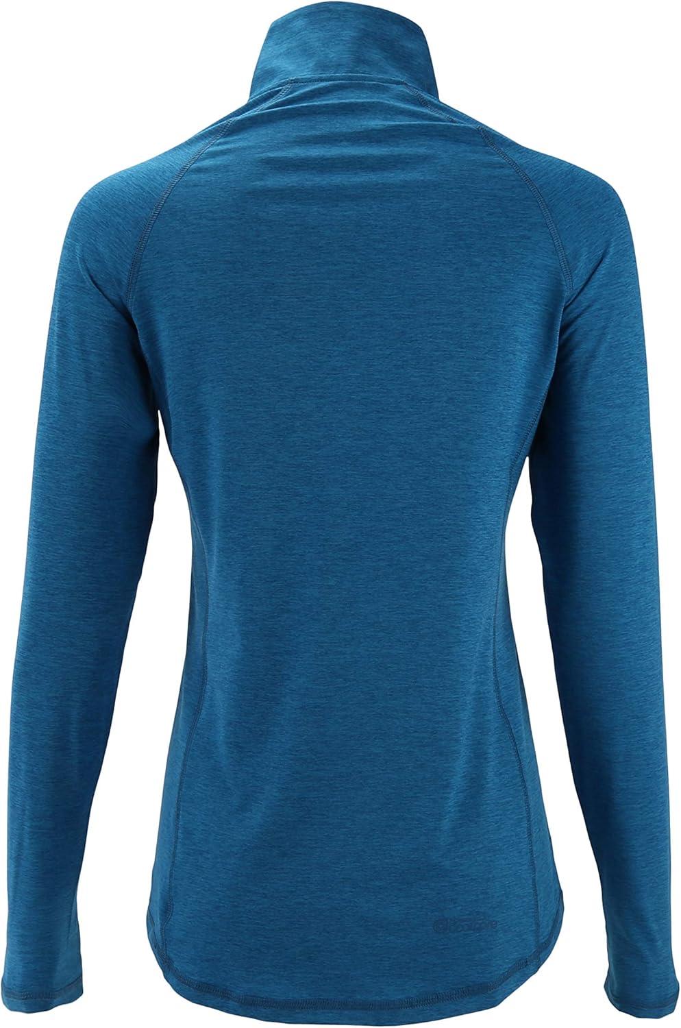 imageWomens UPF 50 Long Sleeve Lightweight Quick Dry Sun Protection Zip Pullover Thumb HoleMykonos Blue
