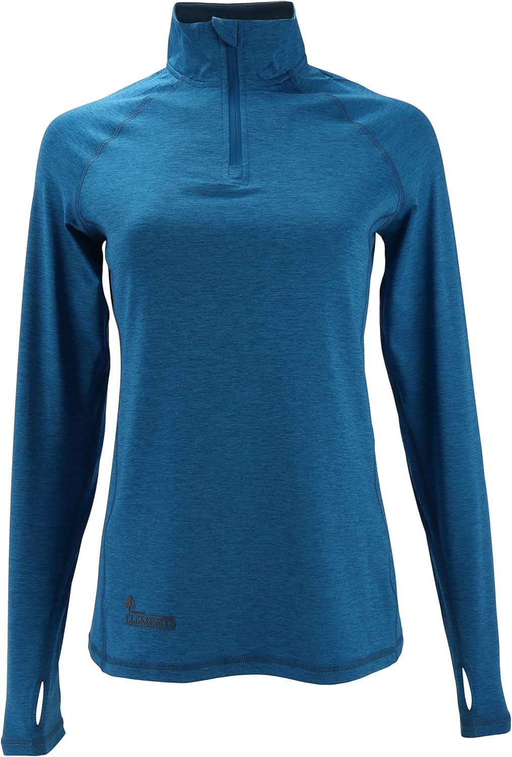 imageWomens UPF 50 Long Sleeve Lightweight Quick Dry Sun Protection Zip Pullover Thumb HoleMykonos Blue